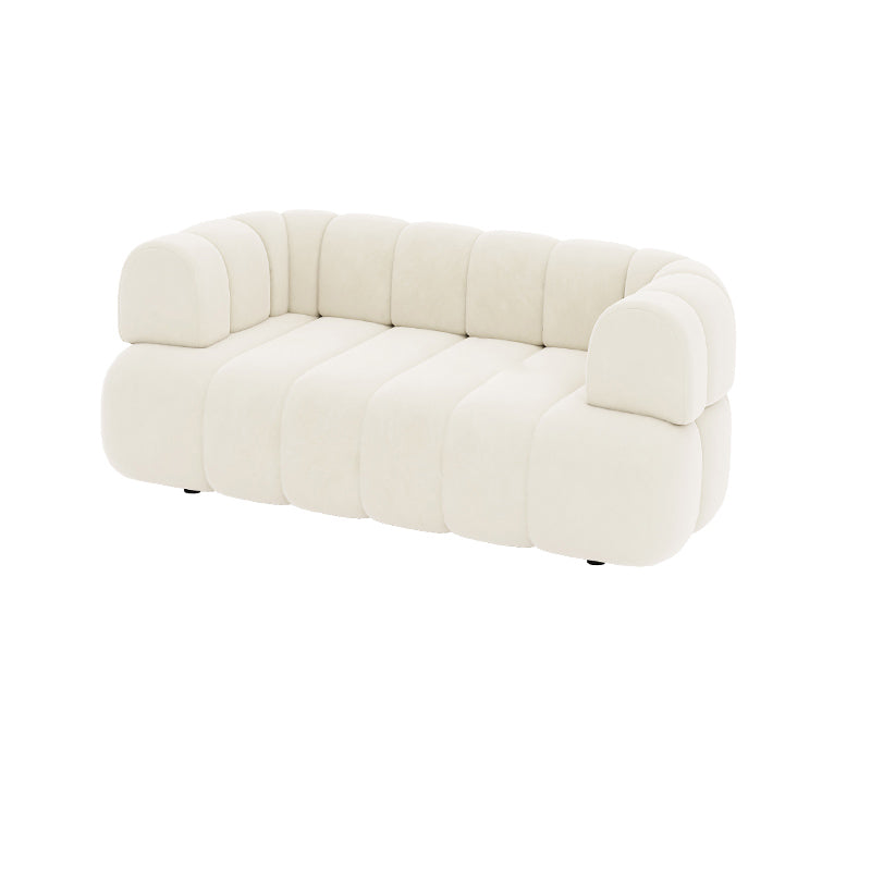 White Contemporary Seating Tuxedo Arm Sofa Sewn Pillow Back for Living Room