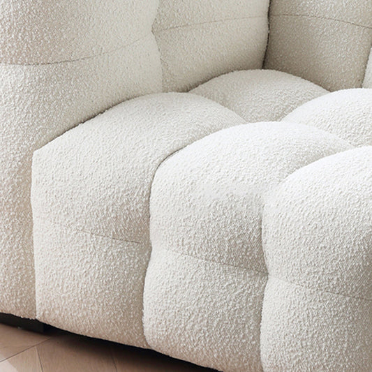 Tuxedo Arm Sofa Sewn Pillow Back Modern Seating in White for Apartment