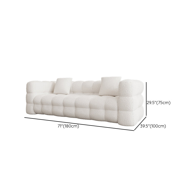 Tuxedo Arm Sofa Sewn Pillow Back Modern Seating in White for Apartment