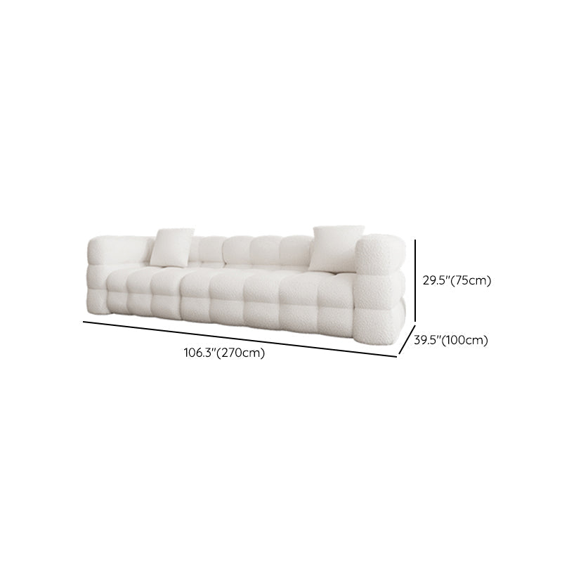 Tuxedo Arm Sofa Sewn Pillow Back Modern Seating in White for Apartment