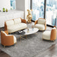 Modern Single Cushion Seat Sofa Sewn Pillow Back Leather Sofa