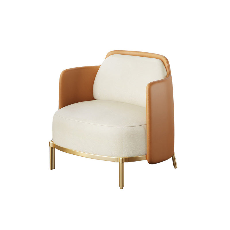 Modern Single Cushion Seat Sofa Sewn Pillow Back Leather Sofa