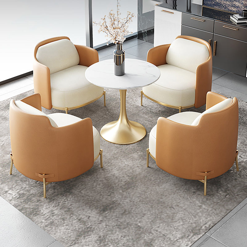 Modern Single Cushion Seat Sofa Sewn Pillow Back Leather Sofa