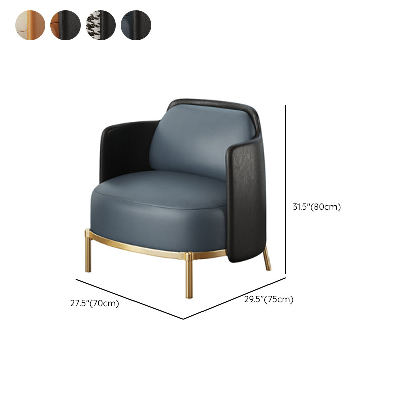 Modern Single Cushion Seat Sofa Sewn Pillow Back Leather Sofa