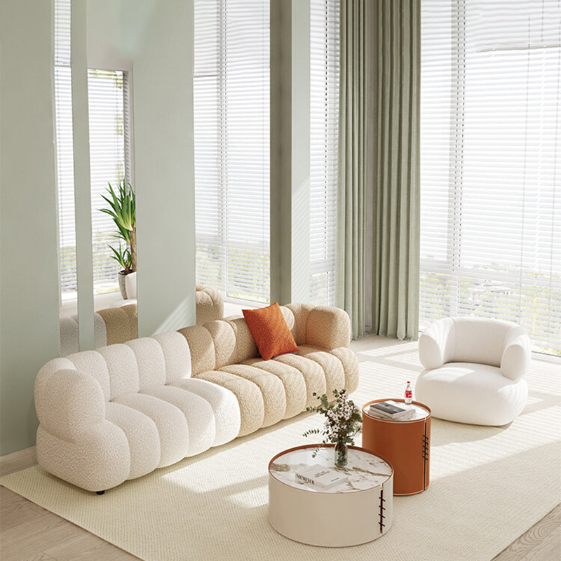 Asiento de brazo de esmoquin de sofa estándar de almohada de almohada cosida en blanco y caqui