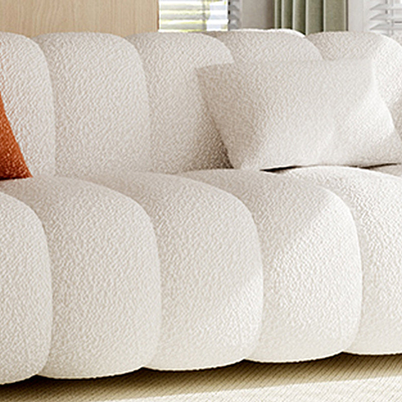 Sewn Pillow Back Standard Sofa Tuxedo Arm Seating in White and Khaki