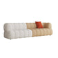 Sewn Pillow Back Standard Sofa Tuxedo Arm Seating in White and Khaki