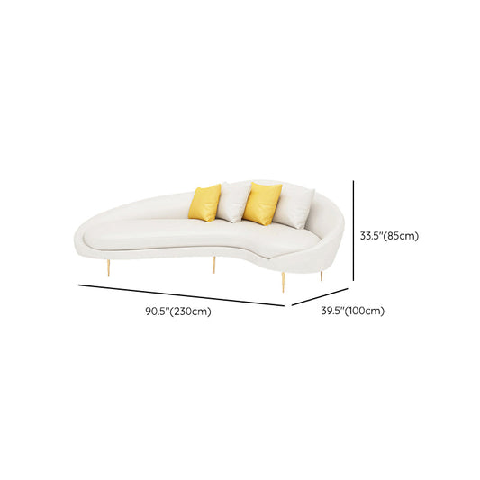 Faux Leather Seating Tight Back Tuxedo Arm Sofa Contemporary in Ivory