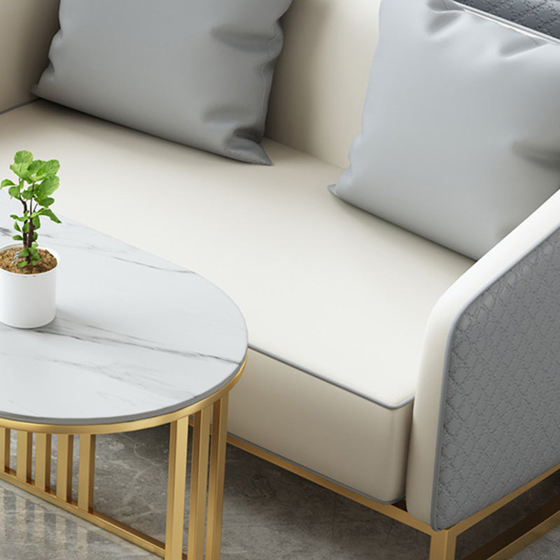 Genuine Leather Tuxedo Arm Sofa Contemporary Sofa for Living Room Clearhalo 'furn' 'furn_sofas' 'Furniture' 'Living Room Furniture' 'Sofa' 'sofas' 6450207