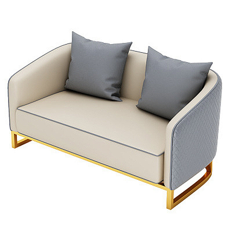 Genuine Leather Tuxedo Arm Sofa Contemporary Sofa for Living Room 55.1"L x 27.6"W x 30.7"H Grey Clearhalo 'furn' 'furn_sofas' 'Furniture' 'Living Room Furniture' 'Sofa' 'sofas' 6450210