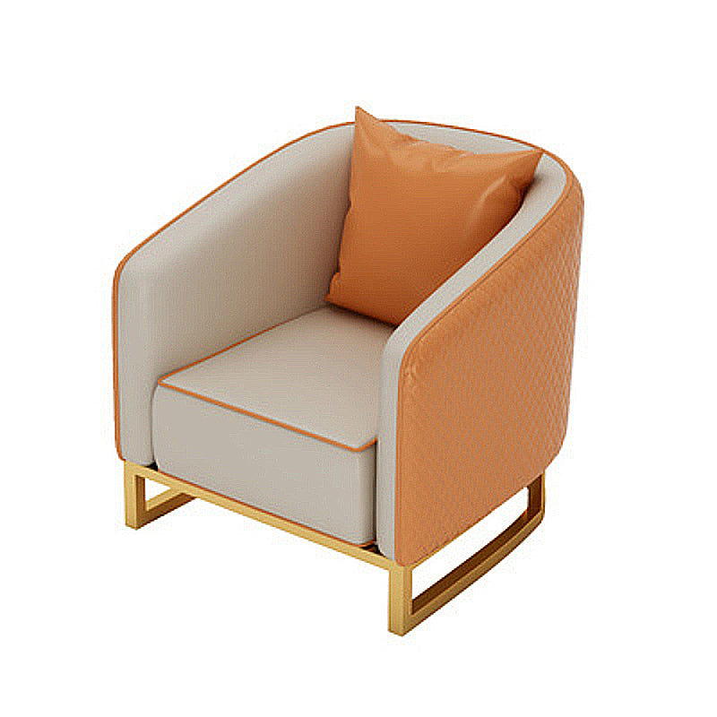 Genuine Leather Tuxedo Arm Sofa Contemporary Sofa for Living Room 27.5"L x 27.5"W x 31"H Orange Clearhalo 'furn' 'furn_sofas' 'Furniture' 'Living Room Furniture' 'Sofa' 'sofas' 6450211