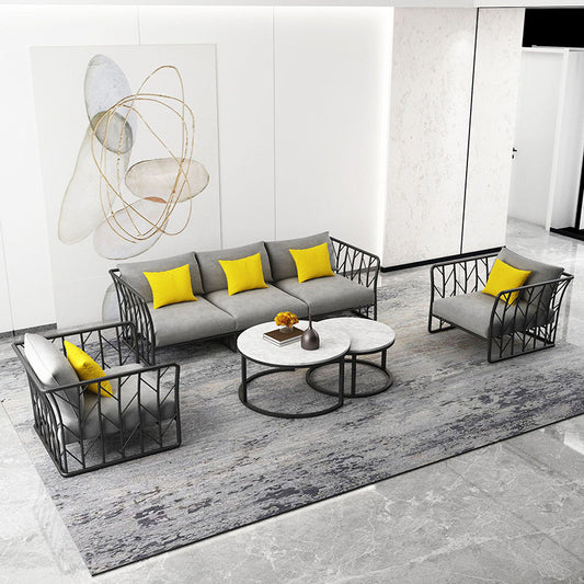 Contemporary Tuxedo Arm Sofa Stationary Gray Sofa for Living Room