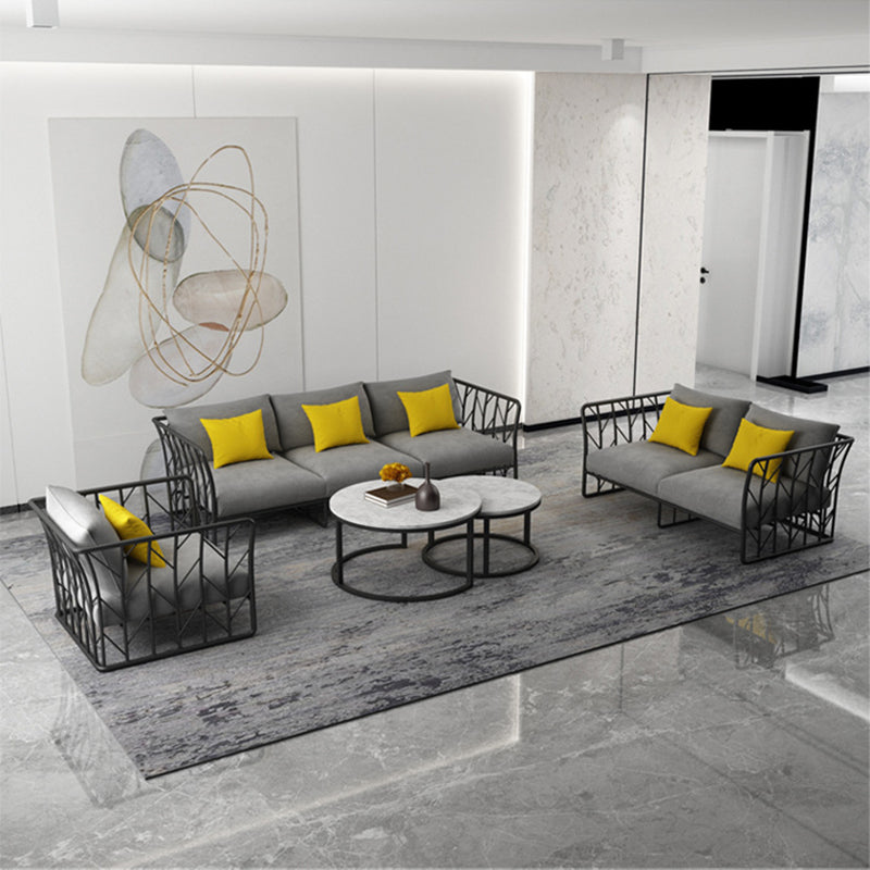 Contemporary Tuxedo Arm Sofa Stationary Gray Sofa for Living Room