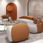 Curved Cushions Sofa Contemporary Faux Leather Seating in White and Orange Clearhalo 'furn' 'furn_sofas' 'Furniture' 'Living Room Furniture' 'Sofa' 'sofas' 6450238
