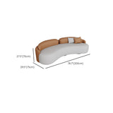 Curved Cushions Sofa Contemporary Faux Leather Seating in White and Orange Clearhalo 'furn' 'furn_sofas' 'Furniture' 'Living Room Furniture' 'Sofa' 'sofas' 6450240