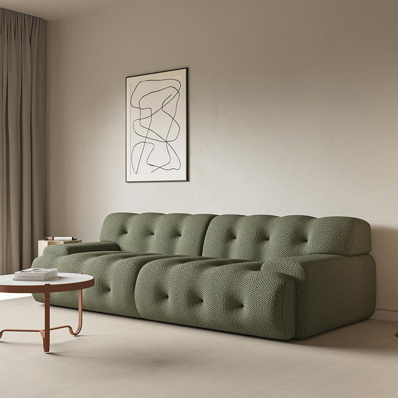 Recessed Arm Sofa Sewn Pillow Back Stationary Green Sofa for Bonus Room Clearhalo 'furn' 'furn_sofas' 'Furniture' 'Living Room Furniture' 'Sofa' 'sofas' 6450245