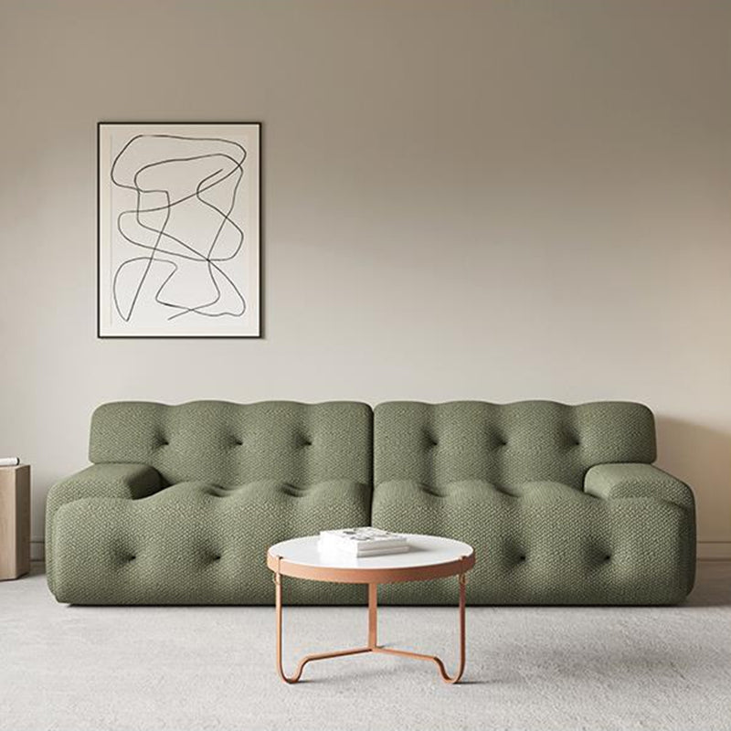 Recessed Arm Sofa Sewn Pillow Back Stationary Green Sofa for Bonus Room Clearhalo 'furn' 'furn_sofas' 'Furniture' 'Living Room Furniture' 'Sofa' 'sofas' 6450246