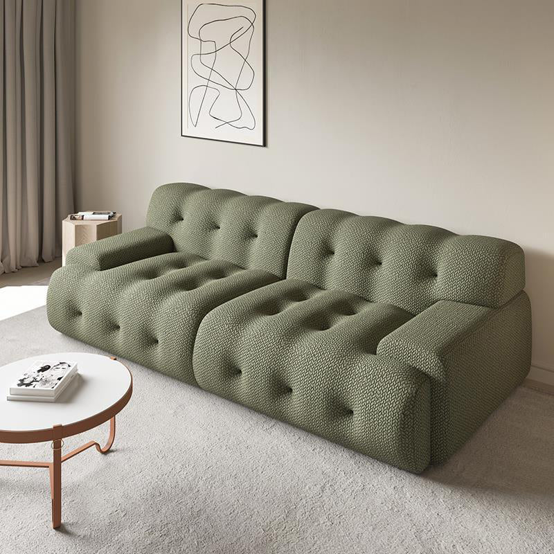 Recessed Arm Sofa Sewn Pillow Back Stationary Green Sofa for Bonus Room 106"L x 39"W x 26"H Clearhalo 'furn' 'furn_sofas' 'Furniture' 'Living Room Furniture' 'Sofa' 'sofas' 6450247