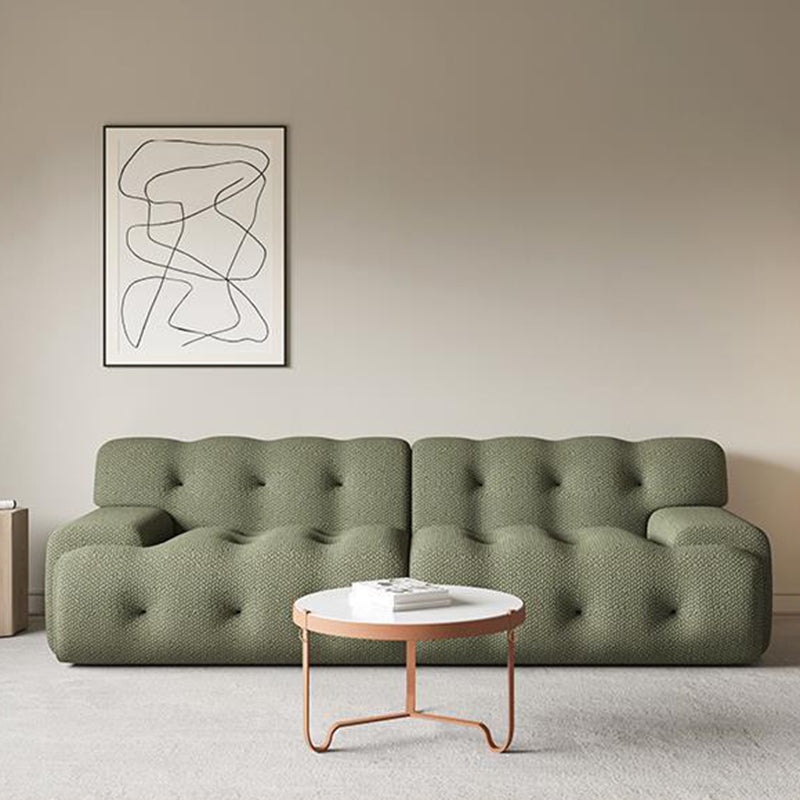 Recessed Arm Sofa Sewn Pillow Back Stationary Green Sofa for Bonus Room Clearhalo 'furn' 'furn_sofas' 'Furniture' 'Living Room Furniture' 'Sofa' 'sofas' 6450248