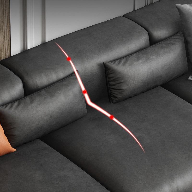 Contemporary Black Leather Sofa Tight Back Settee for Bonus Room Clearhalo 'furn' 'furn_sofas' 'Furniture' 'Living Room Furniture' 'Sofa' 'sofas' 6450258