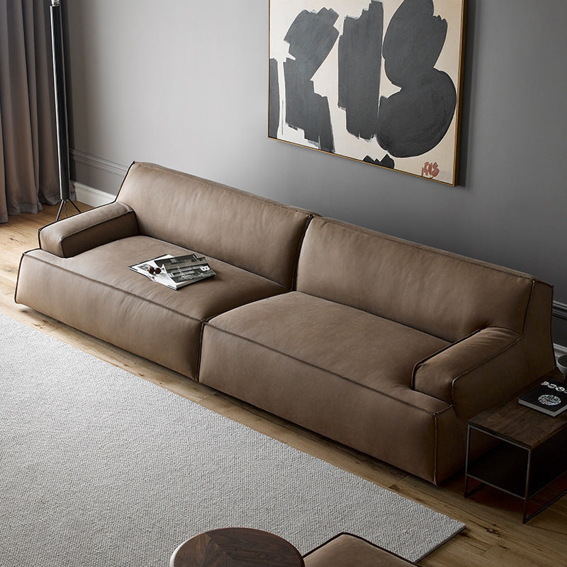 Contemporary Recessed Arm Sofa Tight Back Settee for Living Room