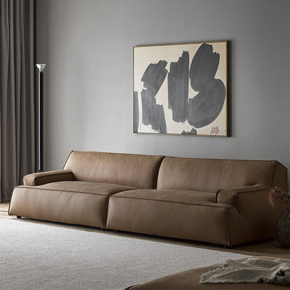 Contemporary Recessed Arm Sofa Tight Back Settee for Living Room