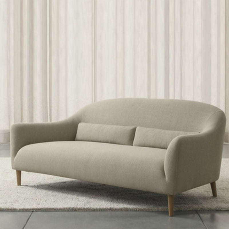 Contemporary Cotton Arm Sofa Sloped Arm Curved Loveseat for Living Room