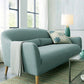 Contemporary Cotton Arm Sofa Sloped Arm Curved Loveseat for Living Room