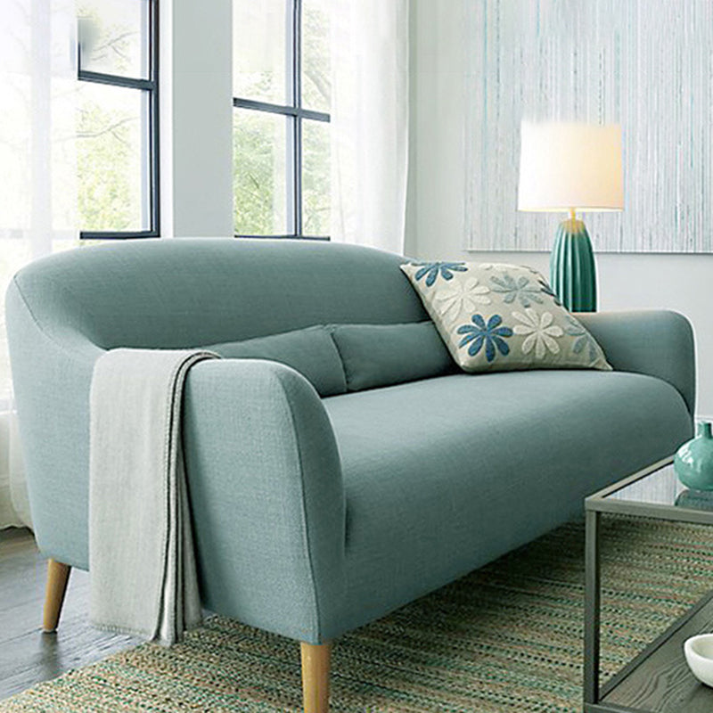 Contemporary Cotton Arm Sofa Sloped Arm Curved Loveseat for Living Room