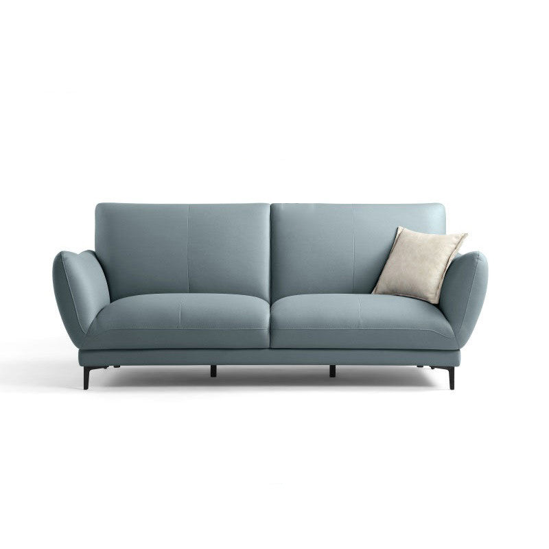 Light-grey and Blue-Gray Seating Cushions Standard Faux Leather Sofa