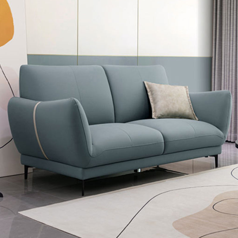 Light-grey and Blue-Gray Seating Cushions Standard Faux Leather Sofa