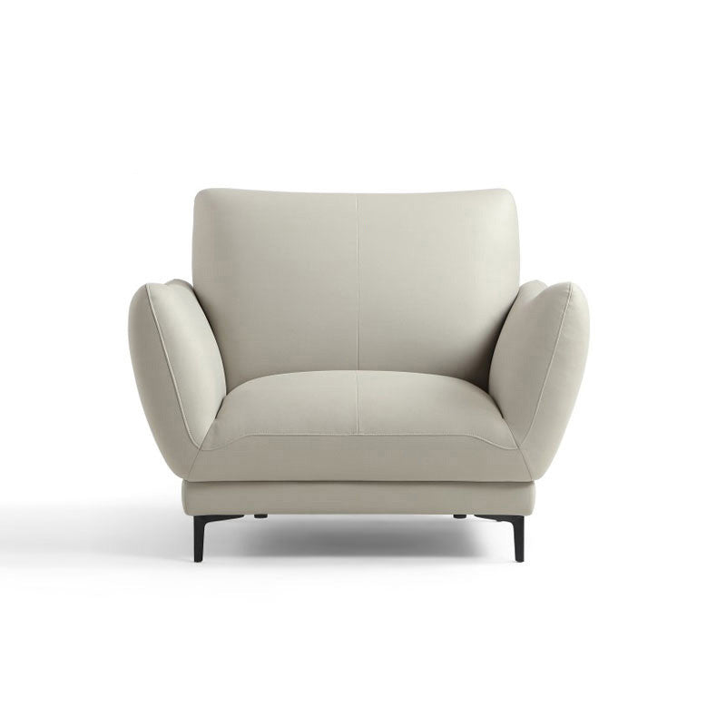 ライトグレーとブルーグレーの座席クッション標準フェイクレザーソファ