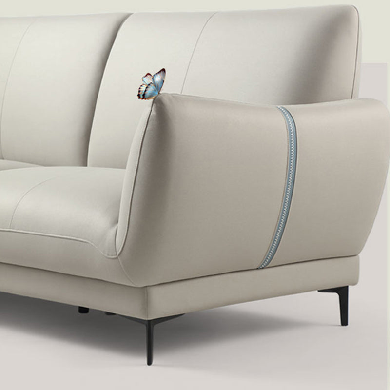 ライトグレーとブルーグレーの座席クッション標準フェイクレザーソファ