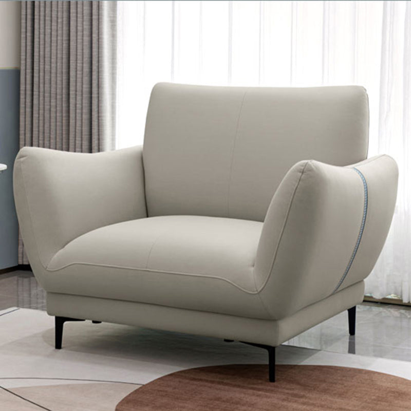 Light-grey and Blue-Gray Seating Cushions Standard Faux Leather Sofa