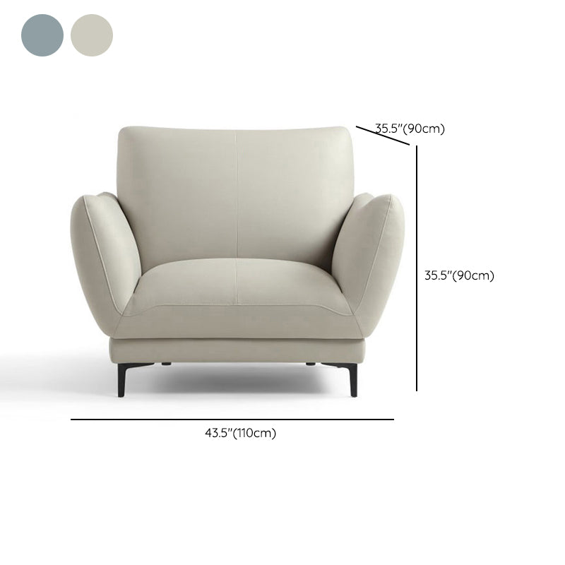 Light-grey and Blue-Gray Seating Cushions Standard Faux Leather Sofa