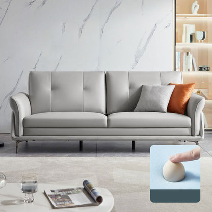 Faux Leder Standard Sofa Flared Arm Loveseat in Grau und Blau