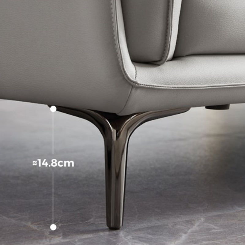 Faux Leather Standard Sofa Flared Arm Loveseat in Gray and Blue