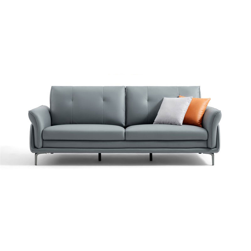 Faux Leder Standard Sofa Flared Arm Loveseat in Grau und Blau