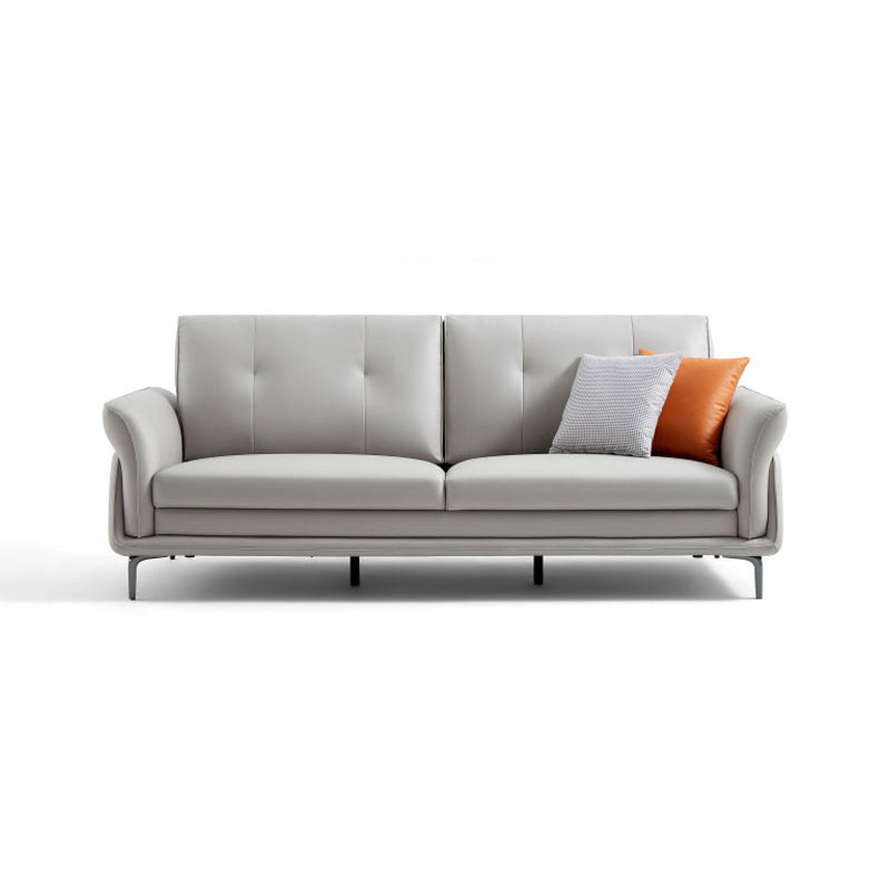 Faux Leder Standard Sofa Flared Arm Loveseat in Grau und Blau