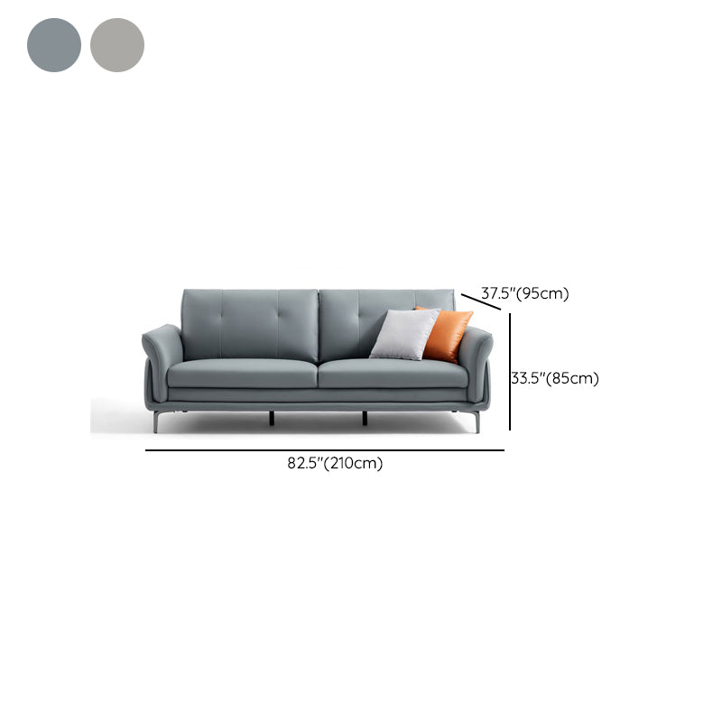 Faux Leder Standard Sofa Flared Arm Loveseat in Grau und Blau