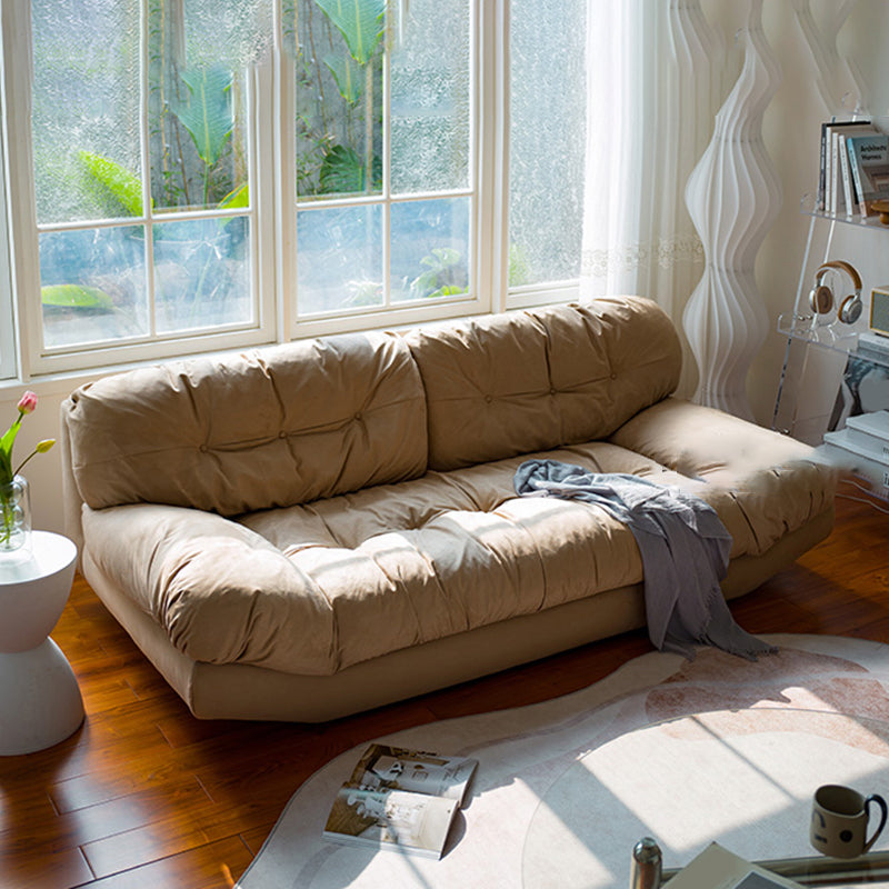 Contemporary Faux Leather Seating Biscuit Back Sofa for Apartment