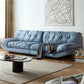 Contemporary Faux Leather Seating Biscuit Back Sofa for Apartment