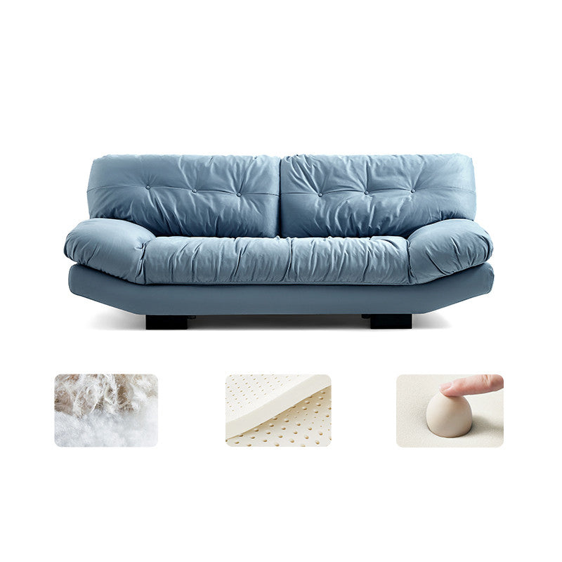 Contemporary Faux Leather Seating Biscuit Back Sofa for Apartment