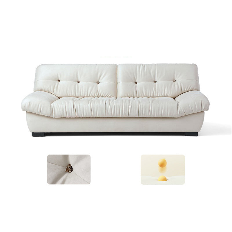 Contemporary Faux Leather Seating Biscuit Back Sofa for Apartment