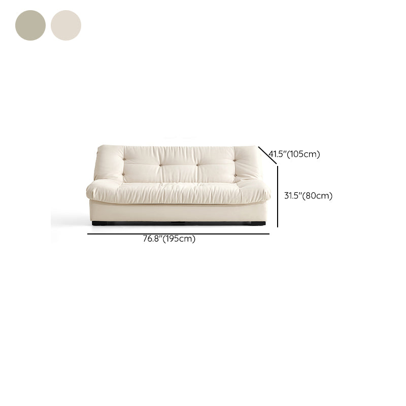 Contemporary Faux Leather Seating Biscuit Back Sofa for Apartment