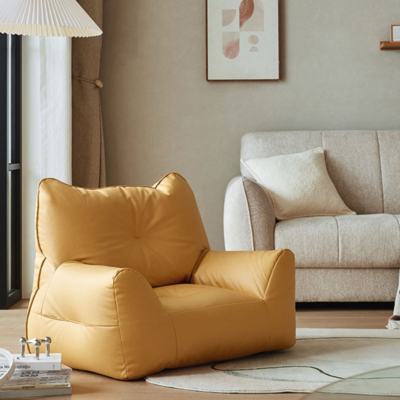 Contemporary Cushions Seating Faux Leather Sofa in Gold and Dark Gray