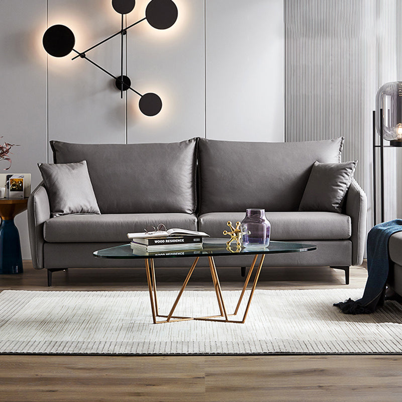 34.3" Wide Contemporary Style Sofa Faux Leather Seating with Pillows 87"L x 33.5"W x 35.5"H Dark Gray Faux Leather Clearhalo 'furn' 'furn_sofas' 'Furniture' 'Living Room Furniture' 'Sofa' 'sofas' 6450384