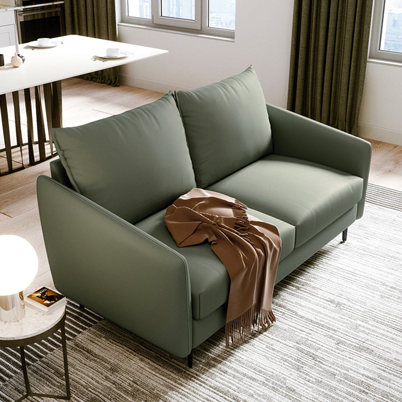 34.3" Wide Contemporary Style Sofa Faux Leather Seating with Pillows 67"L x 33.5"W x 35.5"H Blackish Green Faux Leather Clearhalo 'furn' 'furn_sofas' 'Furniture' 'Living Room Furniture' 'Sofa' 'sofas' 6450385
