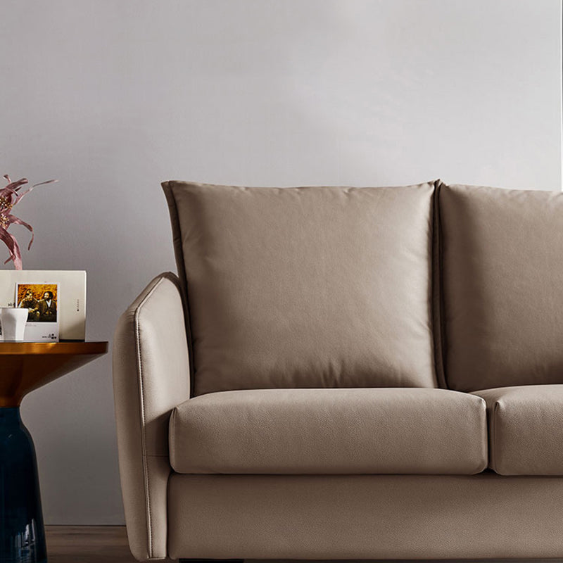 34.3" Wide Contemporary Style Sofa Faux Leather Seating with Pillows Clearhalo 'furn' 'furn_sofas' 'Furniture' 'Living Room Furniture' 'Sofa' 'sofas' 6450390