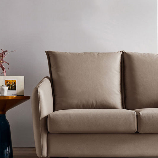 34.3" Wide Contemporary Style Sofa Faux Leather Seating with Pillows Clearhalo 'furn' 'furn_sofas' 'Furniture' 'Living Room Furniture' 'Sofa' 'sofas' 6450390